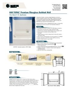 660 TOPAZ™ Premium Fiberglass Bathtub Wall